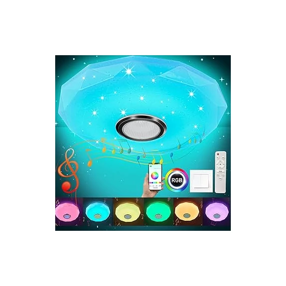 Okos, gyémánt mintás, LED lámpa RGB Bluetooth,  zenével és távirányítóval 40cm